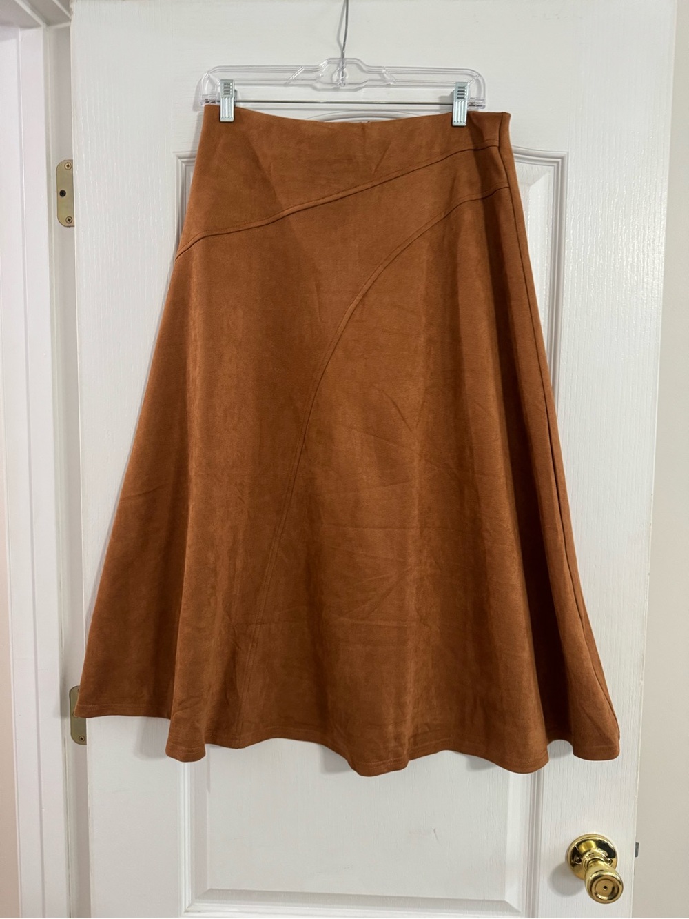 Kate Kasin Suede-feel Midi Length Skirt
